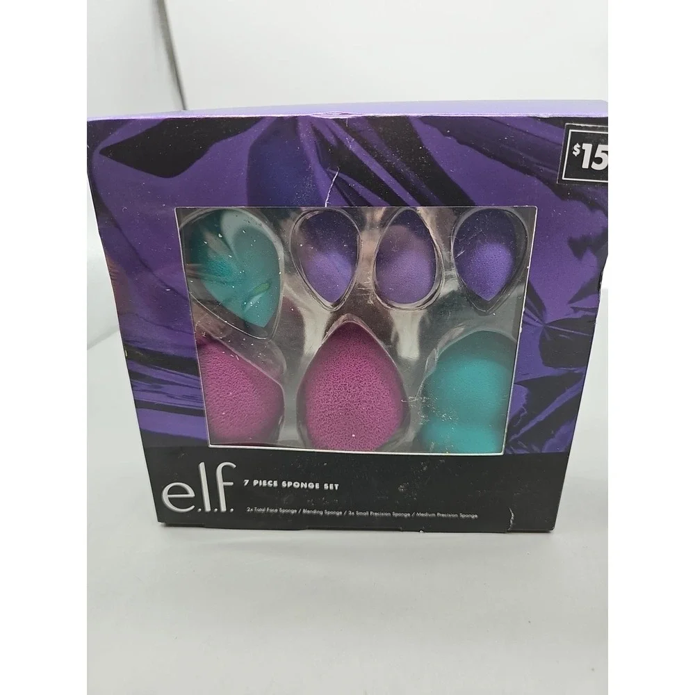 e.l.f 7 Piece Sponge Set, Latex Free Lot Of‎ 2 New